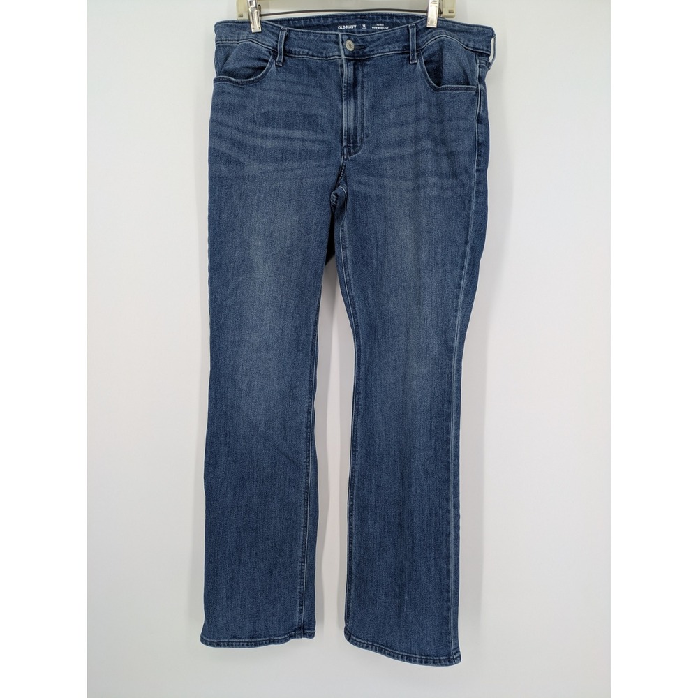 Old Navy Wow Boot-Cut Jeans Womens 16 Long Blue Mid-Rise Bootcut Stretch Denim